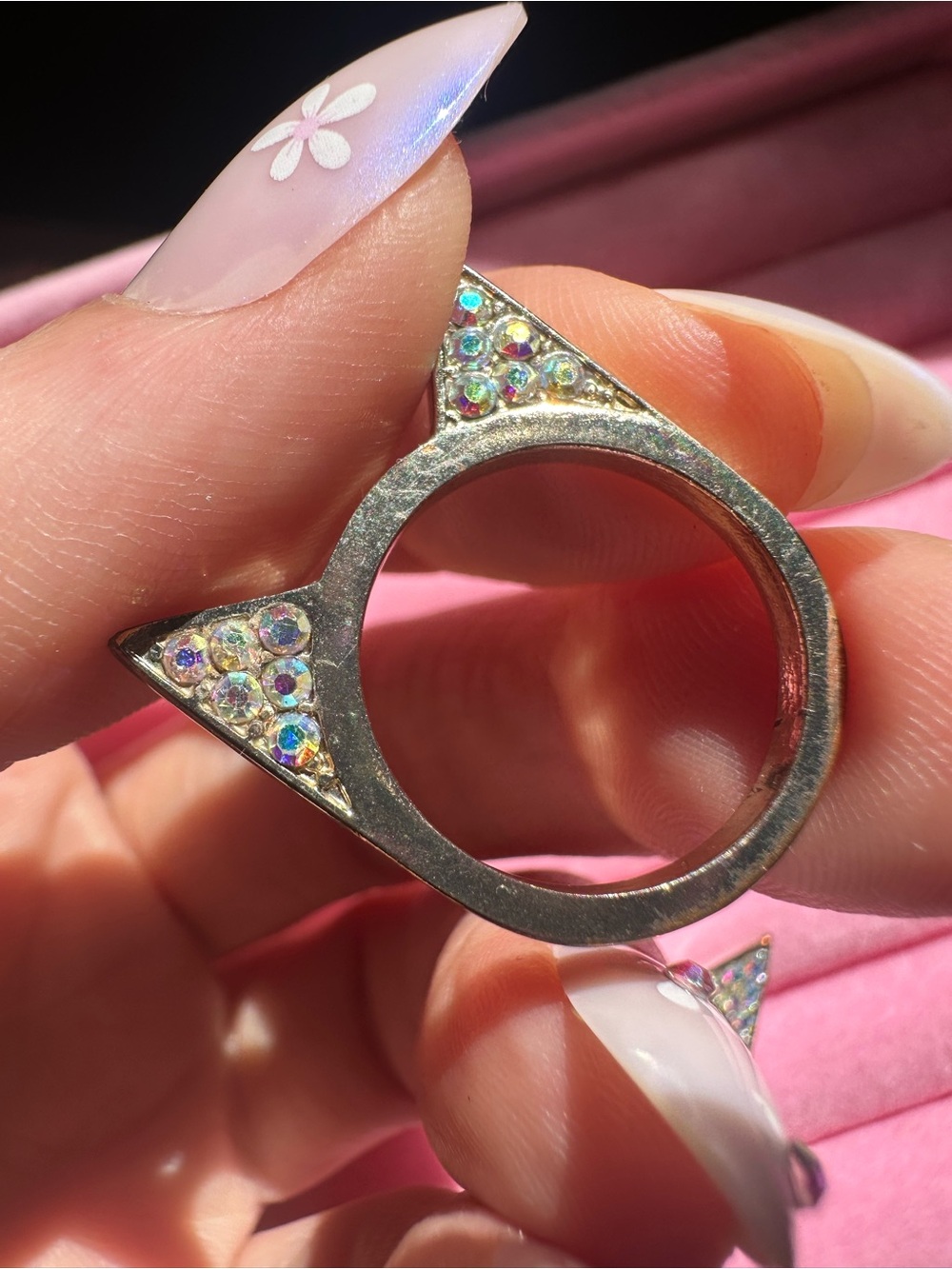 Prism • Iridescent Rhinestone Cat Ear Rings - Picture 15 of 17